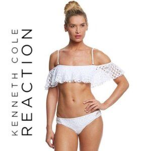 Kenneth Cole reaction NWT lace bikini top white off the shoulder sleeve size sm